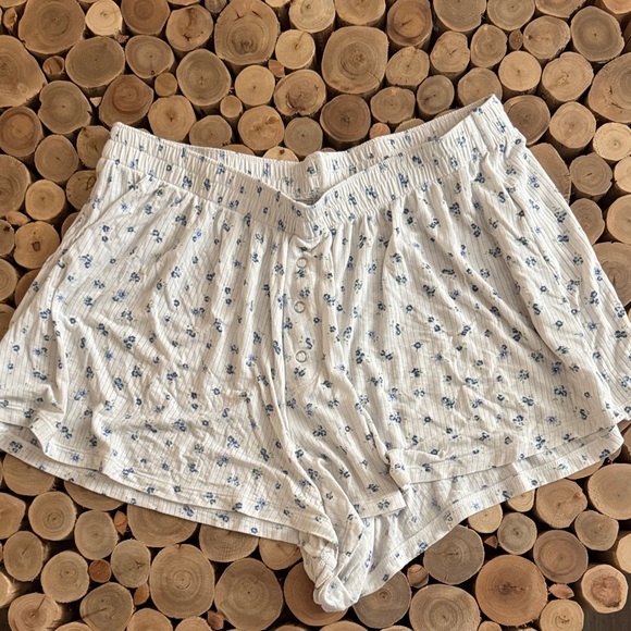 aerie Pants - Aerie White and Blue Floral Shorts